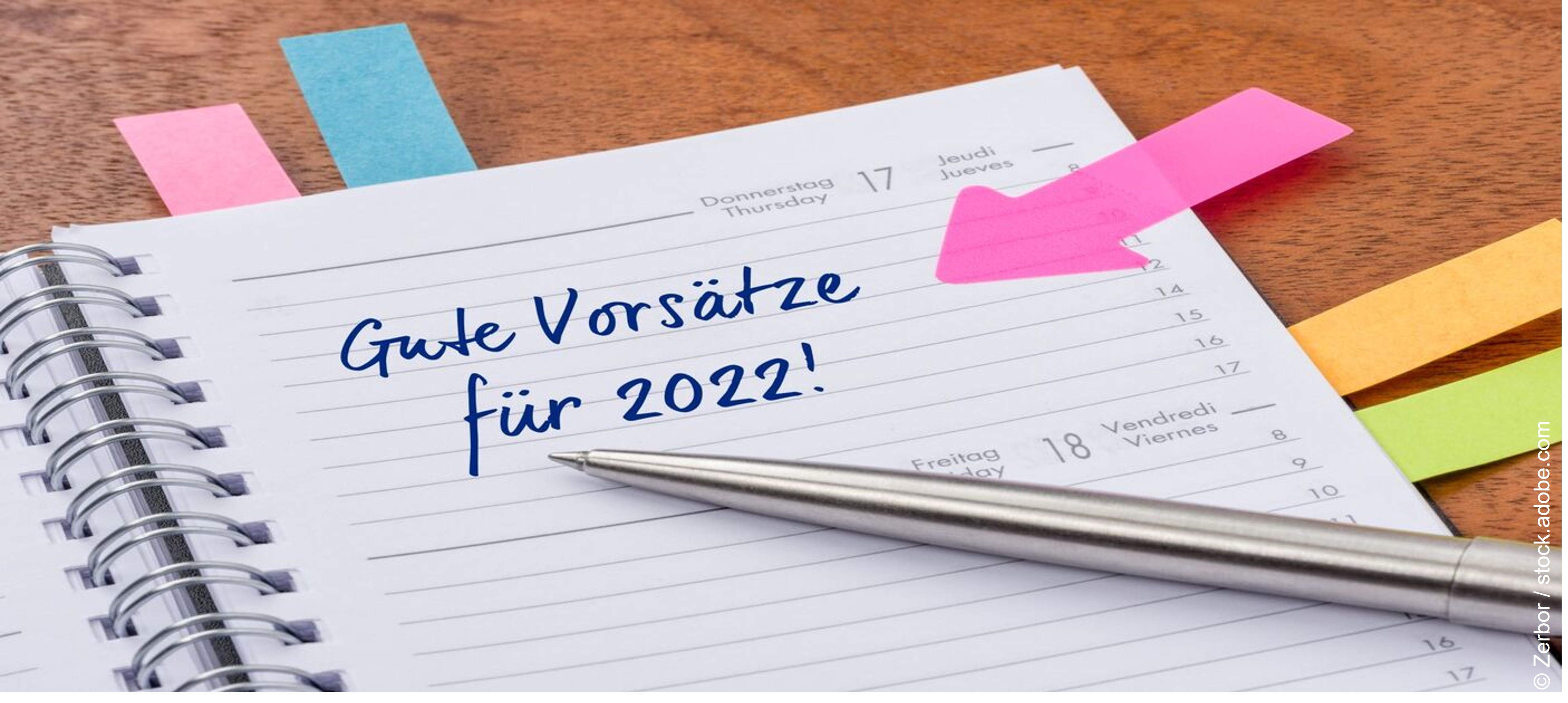 Ein Kalendereintrag: Gute Vorsätze für 2022!